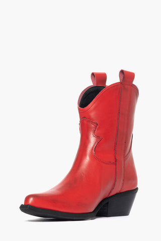 Oldwest 3 red leather ankle boots