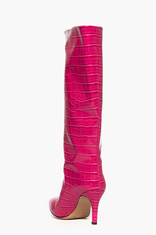 Gilda fuchsia crocodile shiny boots