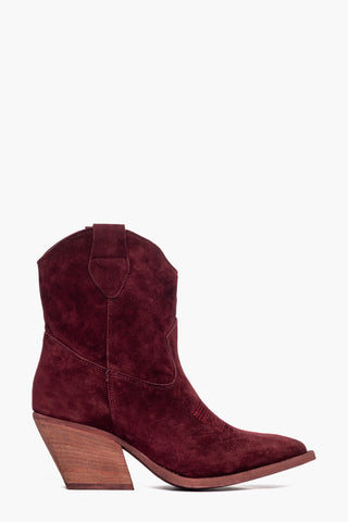 Stivaletti Irene 53 camoscio bordeaux con ricamo