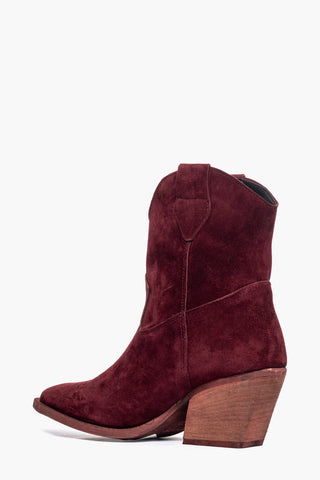 Stivaletti Irene 53 camoscio bordeaux con ricamo