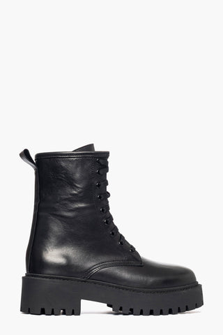 Stivaletti pelle nero con lacci Boomerang 10