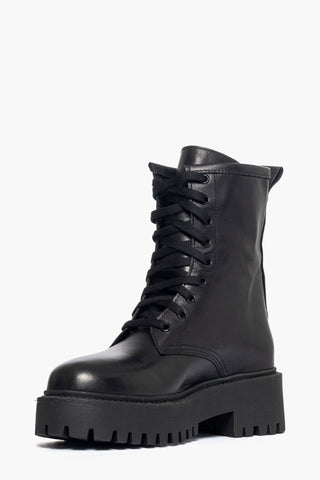 Stivaletti pelle nero con lacci Boomerang 10