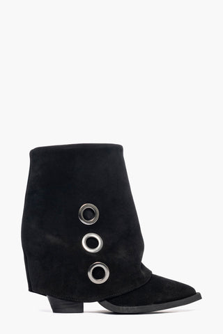 Stivaletti camoscio nero con risvolto Gabriella GP01