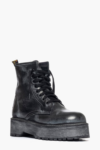 Black nubuck Oxford ankle boots