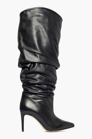 Stivale aggrappato pelle nero Orietta Chic