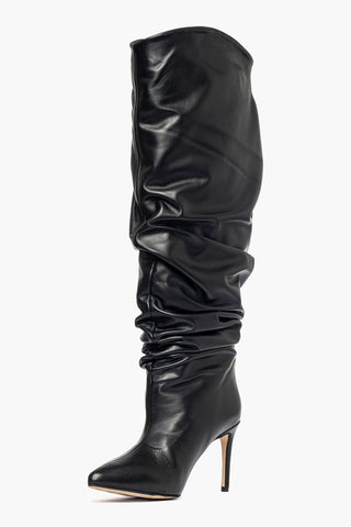 Stivale aggrappato pelle nero Orietta Chic