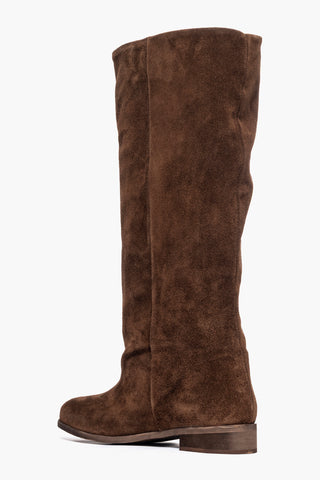 Stivale gambale ampio camoscio marrone 299