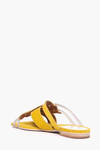 Zapatilla Ludovica de ante amarillo y strass