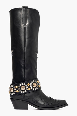 Stivali Oldwest 91 pelle nero stella e borchie