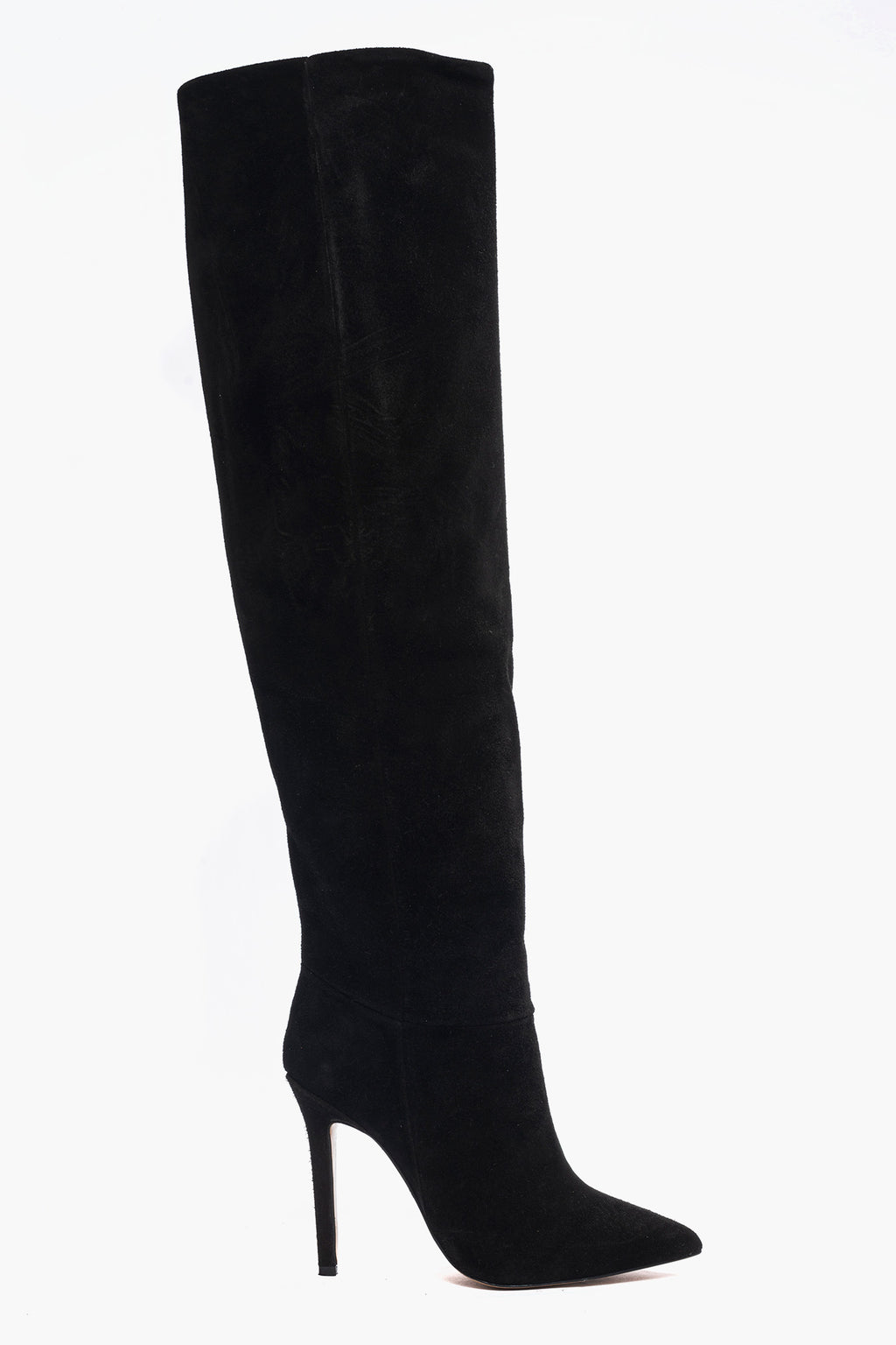 Sidney 1 black suede over the knee boots, 11 cm heel – Lia Diva