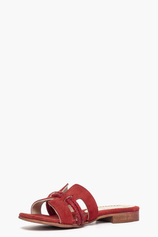 Ciabatta Amalfi Lux camoscio rosso con strass