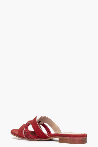 Ciabatta Amalfi Lux camoscio rosso con strass