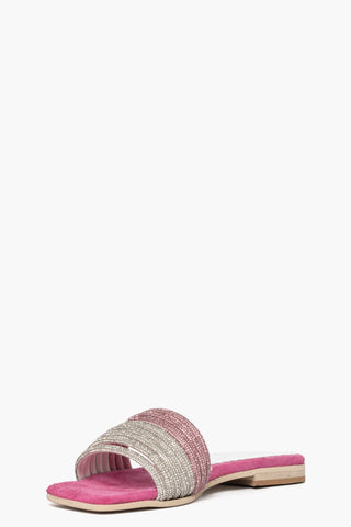Ciabatta camoscio fucsia e strass Gioia