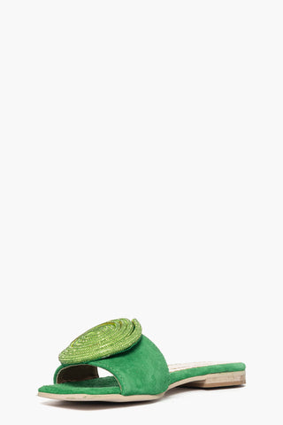 Ciabatta Ludovica Girella camoscio verde e strass verde