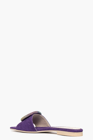 Ciabatta Ludovica Girella camoscio viola e strass multicolore