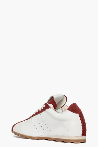 Sneakers pelle bianco e camoscio bordeaux JL Sushi