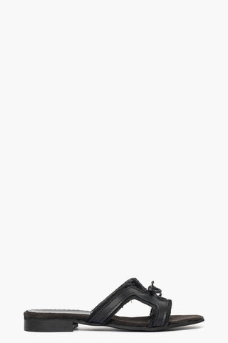 Ciabatta Amalfi New jeans nero e riporto pelle nero