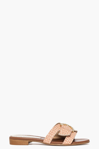 Ciabatta Chic cocco semilucido rosa con fibbia strass