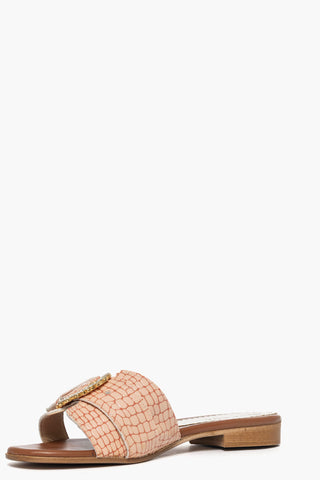 Ciabatta Chic cocco semilucido rosa con fibbia strass