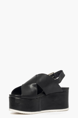 Sandalo con zeppa pelle nero Holly 3