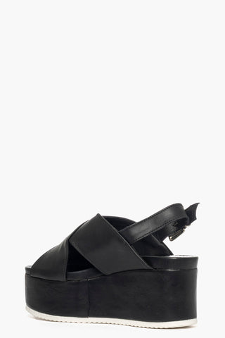 Sandalo con zeppa pelle nero Holly 3