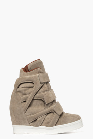 Sneakers Upp String con strappo e rialzo interno taupè