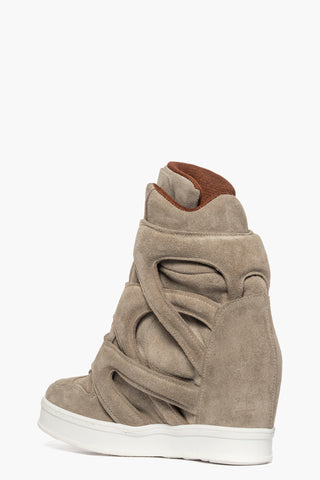 Sneakers Upp String con strappo e rialzo interno taupè