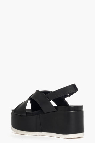 Sandalo zeppa Holly 6 pelle nero