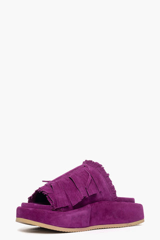 Ciabatta Marrakech camoscio viola con frange