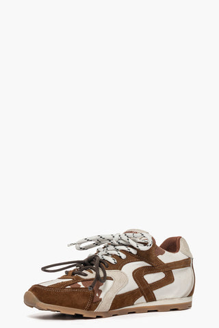 Sneakers camoscio cuoio Isabel con doppio laccio JL