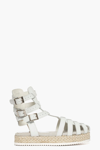 Sandali in pelle bianco fibbia Sal 122