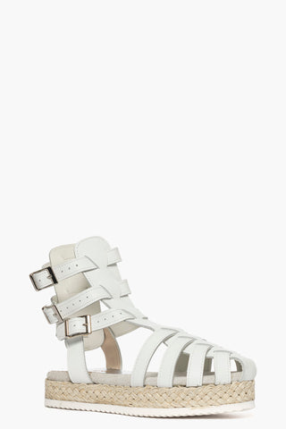 Sandali in pelle bianco fibbia Sal 122