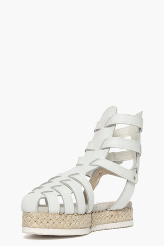 Sandali in pelle bianco fibbia Sal 122