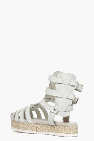 Sandali in pelle bianco fibbia Sal 122