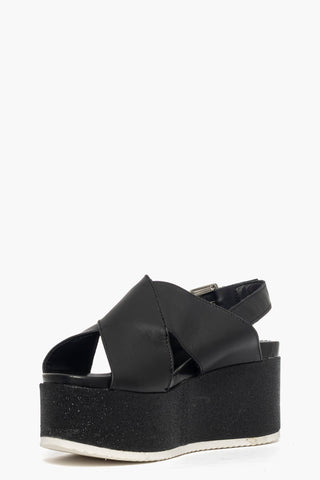 Sandalo con zeppa Holly 3 pelle nero e brill nero