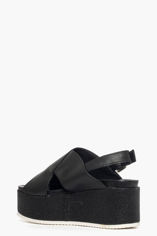 Sandalo con zeppa Holly 3 pelle nero e brill nero