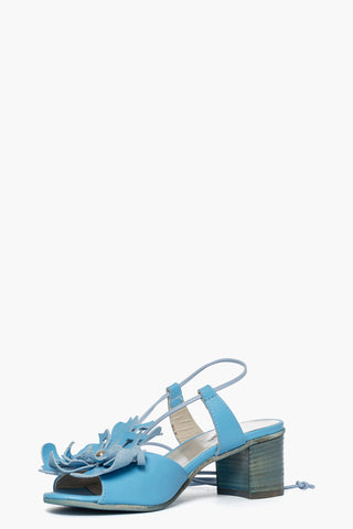 Sandalo Olo Fiore pelle azzurro