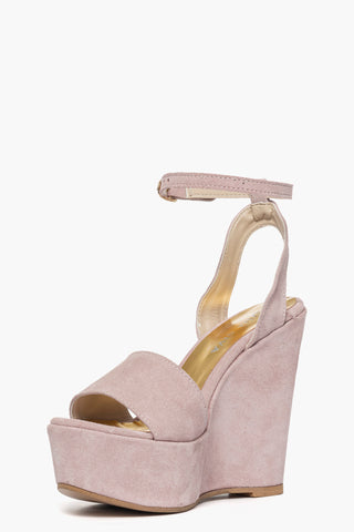 Sandali con zeppa Carmensita Lia camoscio rosa