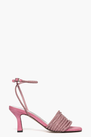 Sandalo 2965 camoscio rosa e strass rosa
