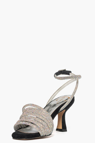 Sandali 2965 camoscio nero e strass argento boreale