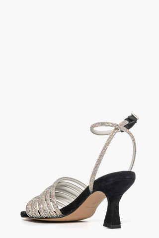 Sandali 2965 camoscio nero e strass argento boreale