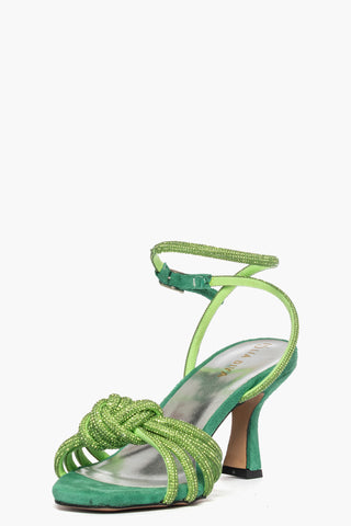 Sandali 2966 camoscio verde e strass verde