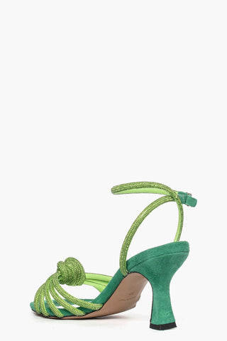 Sandali 2966 camoscio verde e strass verde