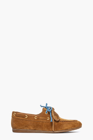 Mocassino camoscio cuoio con lacci Chiara 1
