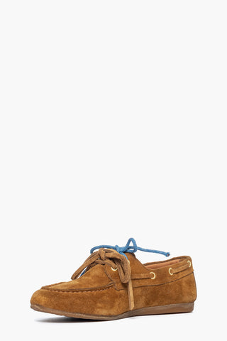 Mocassino camoscio cuoio con lacci Chiara 1