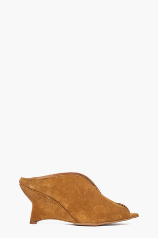 Sabot camoscio cuoio con zeppa Flora 1
