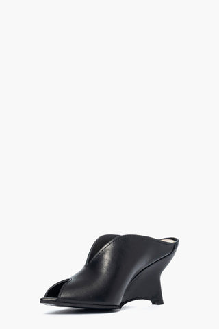 Sabot pelle nero con zeppa Flora 1