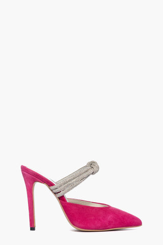 Sabot Sidney Lux camoscio fucsia con strass