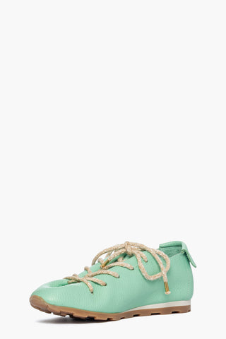 Scarpa pelle bottalata verde marine con lacci Sushi 203