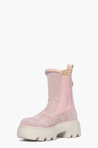 Stivaletti camoscio rosa Vienna con elastici
